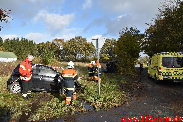 FUH-Fastklemte. Rolighedsvej lige nord for Nørup. 28/10-2016. Kl.12:57.