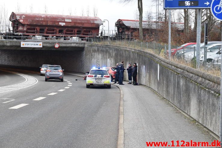 2 personer stal af efter uheldet. Gl. Havnen i Vejle. 15/12-2016. Kl. 14:09.