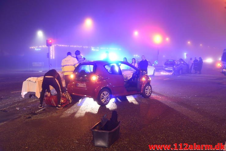 Trafikuheld i tæt tåge. Horsensvej i Vejle. 18/12-2016. Kl. 19:35.