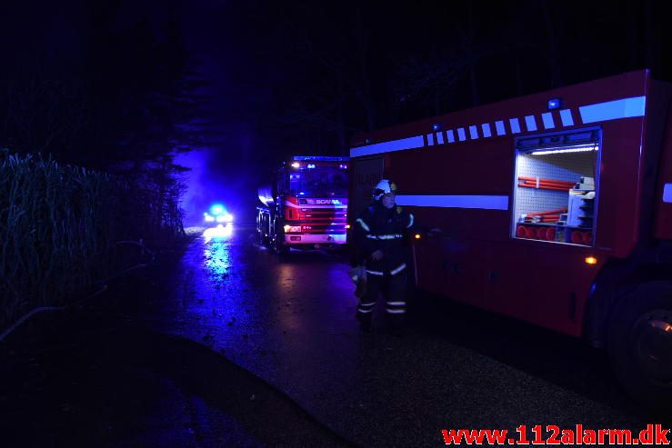 Brand i hus/villa. Grønlandsvej 292 i Vejle. 22/12-2016. Kl. 22:16.