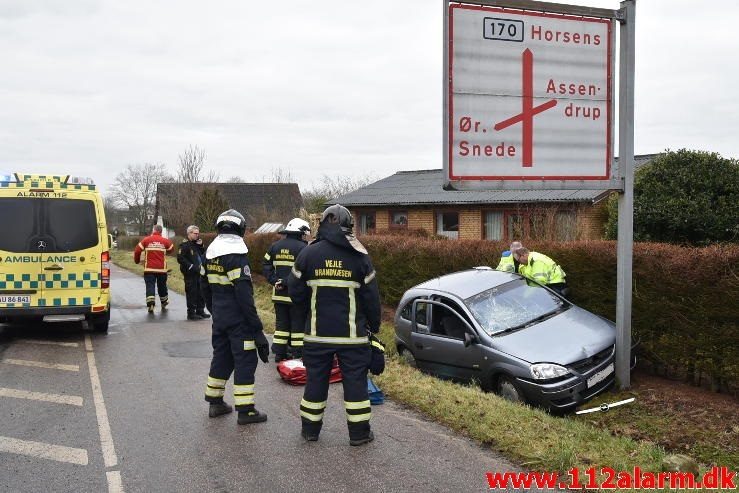 FUH med fastklemt. Horsensvej i Bredal. 24/01-2017. kl. 13:24.