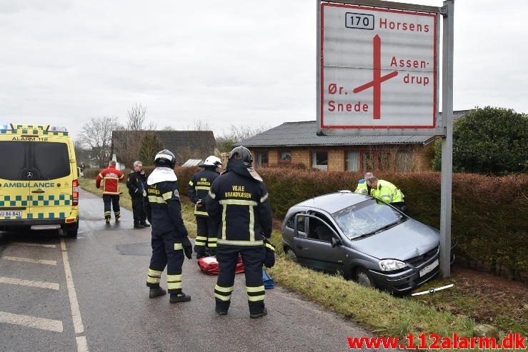 FUH med fastklemt. Horsensvej i Bredal. 24/01-2017. kl. 13:24.