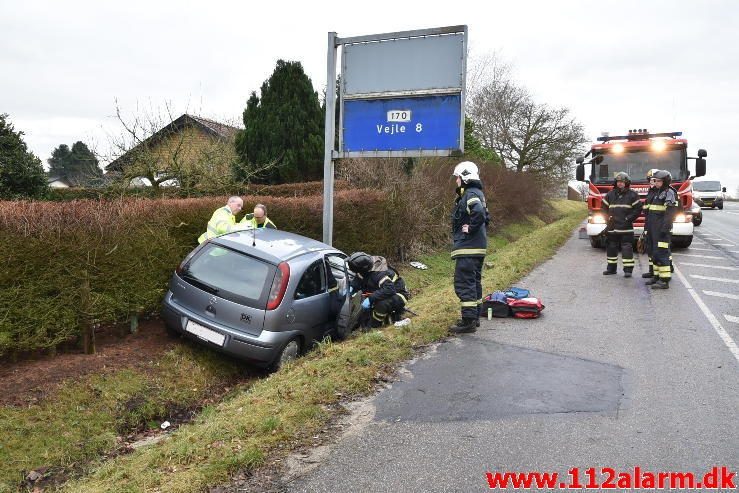 FUH med fastklemt. Horsensvej i Bredal. 24/01-2017. kl. 13:24.