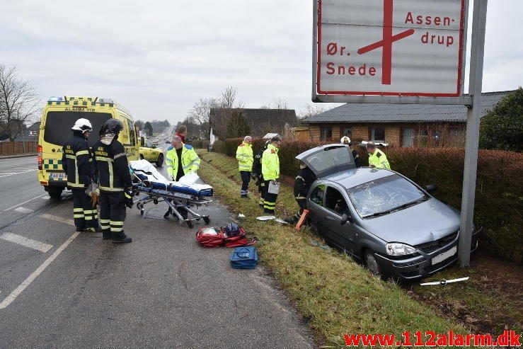 FUH med fastklemt. Horsensvej i Bredal. 24/01-2017. kl. 13:24.