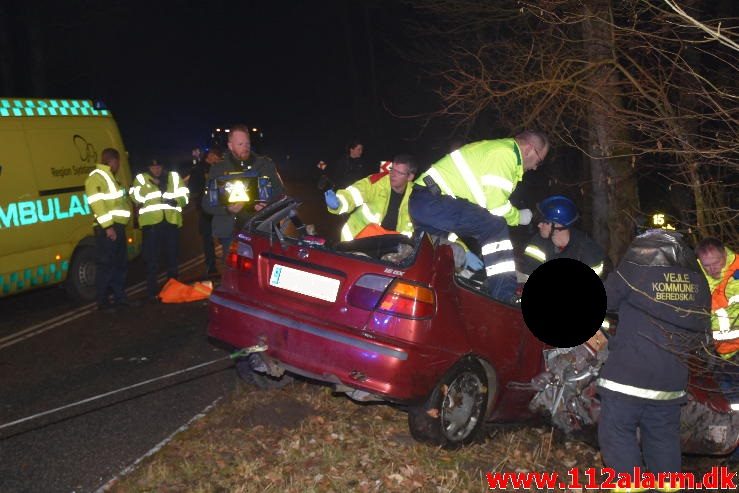 Fuh med fastklemt. Grejsdalsvej i Vejle. 26/01-2017. Kl. 23:06.