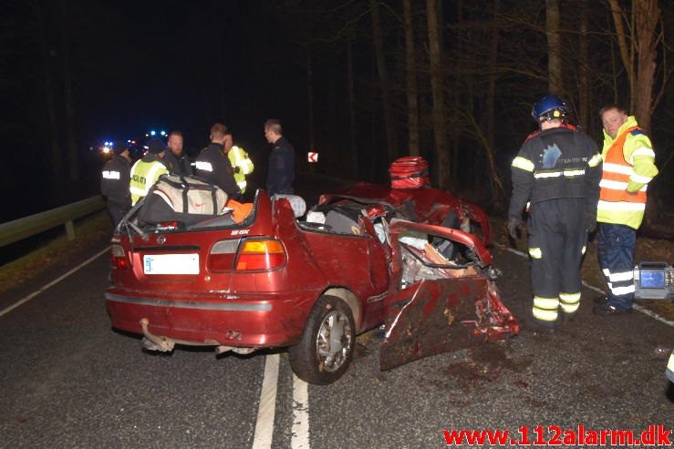 Fuh med fastklemt. Grejsdalsvej i Vejle. 26/01-2017. Kl. 23:06.