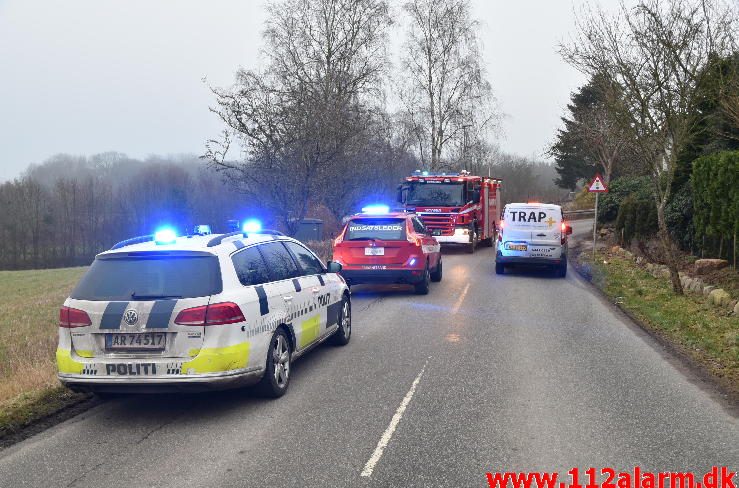 Brand i Villa. Toftumvej ved Børkop. 01/02-2017. Kl. 15:49.