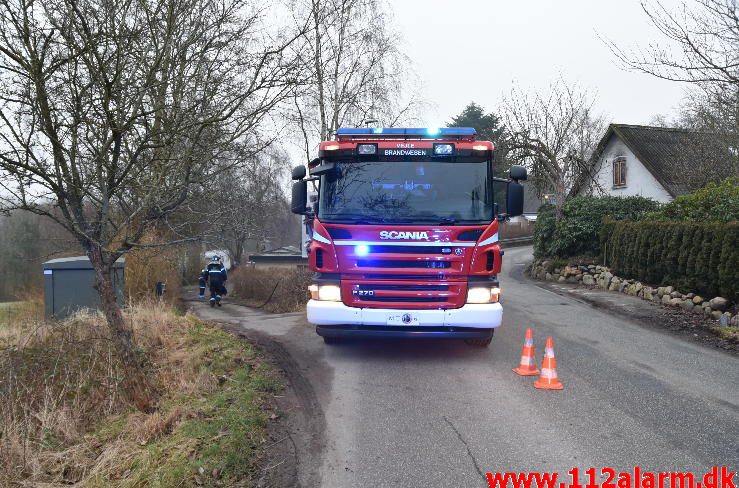 Brand i Villa. Toftumvej ved Børkop. 01/02-2017. Kl. 15:49.