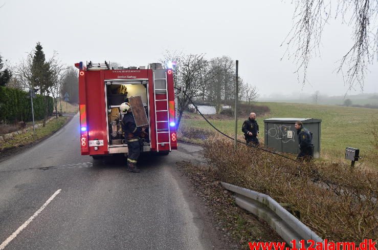 Brand i Villa. Toftumvej ved Børkop. 01/02-2017. Kl. 15:49.