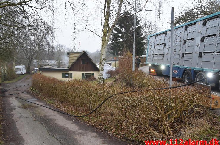 Brand i Villa. Toftumvej ved Børkop. 01/02-2017. Kl. 15:49.