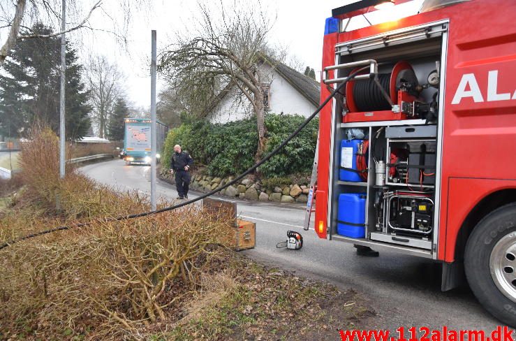 Brand i Villa. Toftumvej ved Børkop. 01/02-2017. Kl. 15:49.