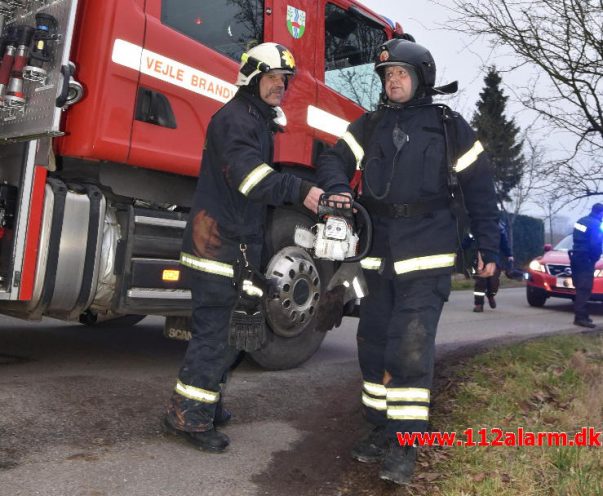 Brand i Villa. Toftumvej ved Børkop. 01/02-2017. Kl. 15:49.