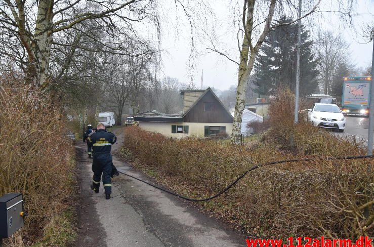 Brand i Villa. Toftumvej ved Børkop. 01/02-2017. Kl. 15:49.
