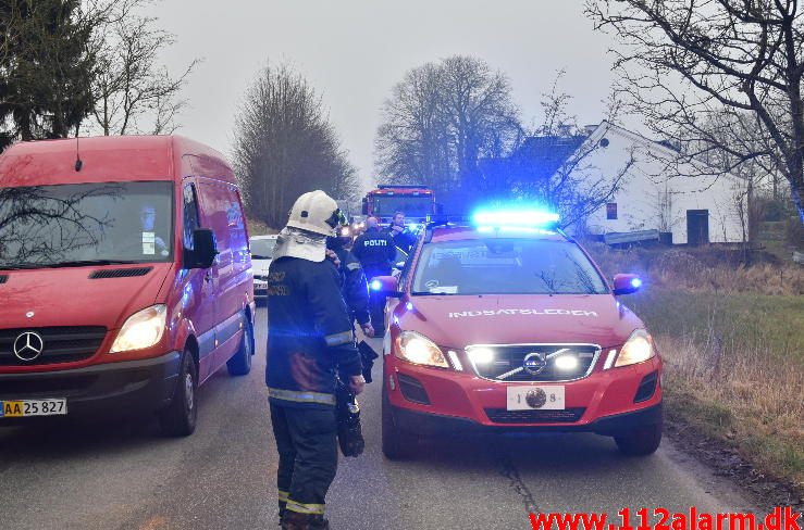 Brand i Villa. Toftumvej ved Børkop. 01/02-2017. Kl. 15:49.