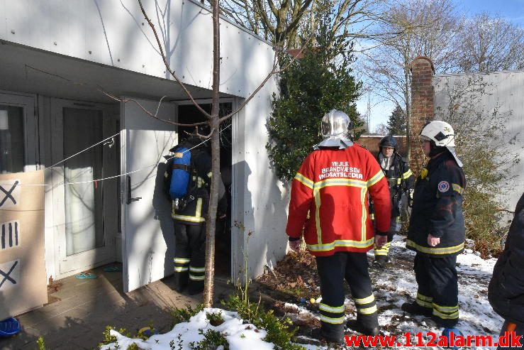 Brand i Asylcentret. Bredager 25 i Jelling. 11/02-2017. Kl. 13:37.