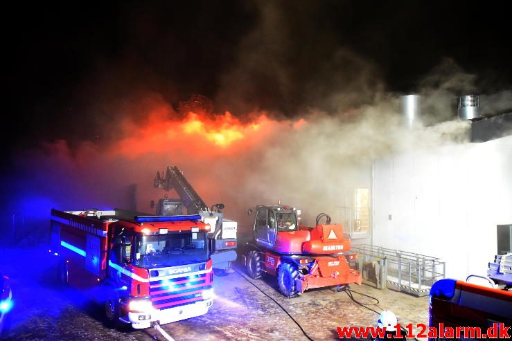 Petermindehallen brændt ned til grunden. Petersmindevej i Vejle. 13/02-2017. Kl. 0010.