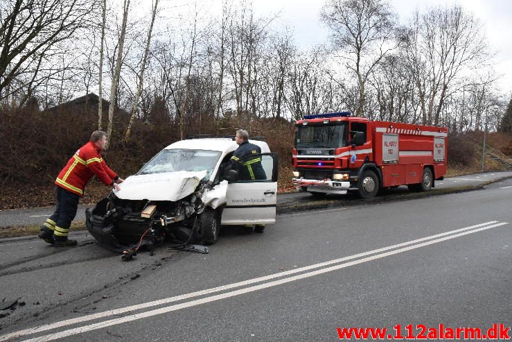 Fuh med fastklemt. Sønderdalen i Vejle. 17/02-2017. Kl. 15:20.