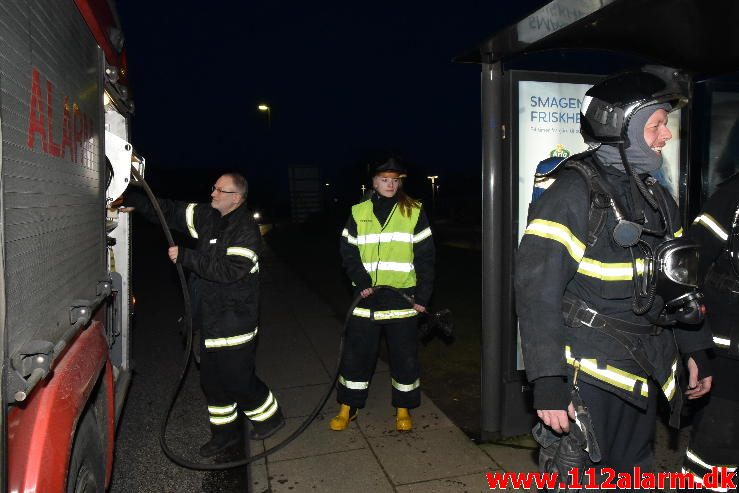 Ild i skraldespand. Petersmindevej i Vejle. 03/03-2017. Kl. 18:24.