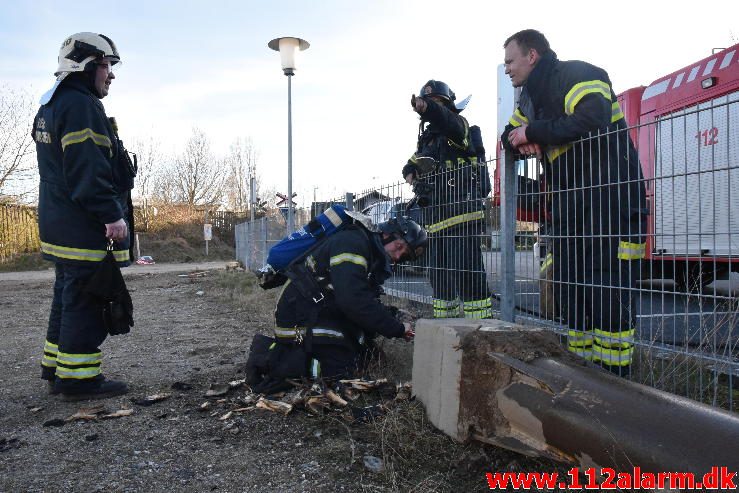 Mindre Brand. Havneparken 11 i Vejle. 27/03-2017. Kl. 17:52.