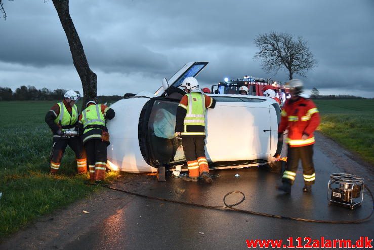 Mindre trafikuheld. Høllundvej ved Jerlev. 17/04-2017. Kl. 20:21.