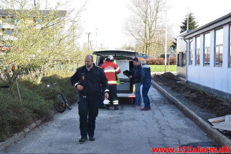 Brand på Petersmindeskolen. Petersmindevej i Vejle. 18/04-2017. Kl. 7:57.