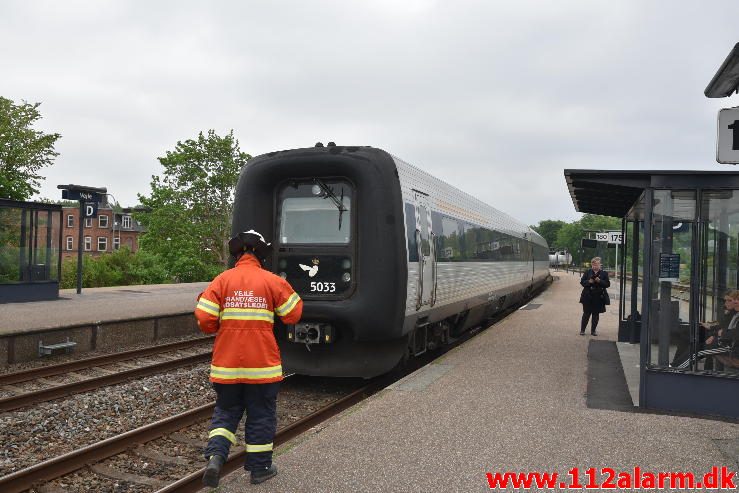 Brand i Passagertog. Spor 3 i Vejle Banegård. 23/05-2017. Kl. 19:37.