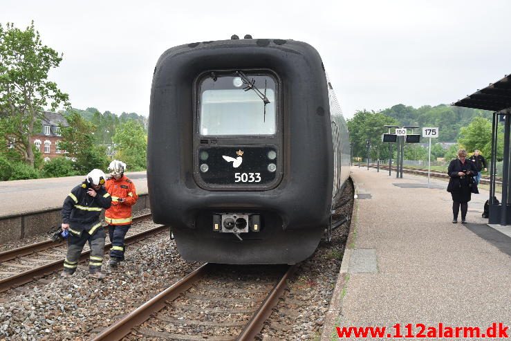 Brand i Passagertog. Spor 3 i Vejle Banegård. 23/05-2017. Kl. 19:37.