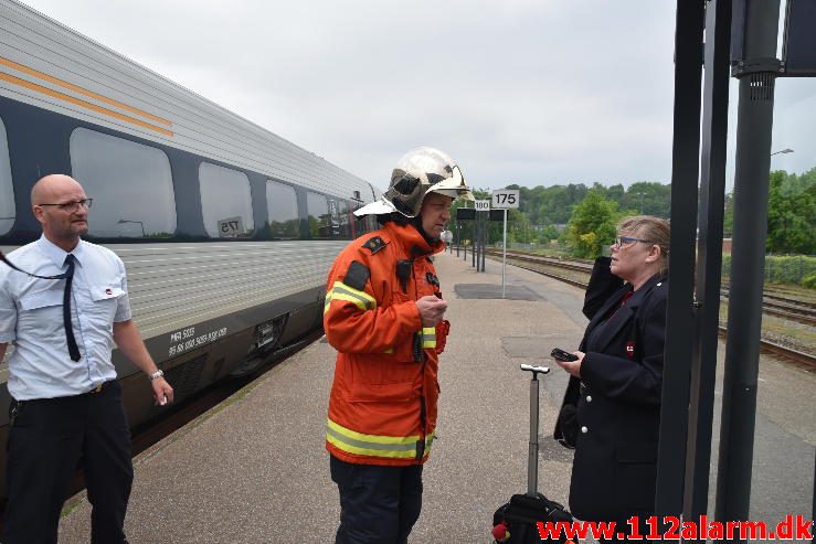 Brand i Passagertog. Spor 3 i Vejle Banegård. 23/05-2017. Kl. 19:37.