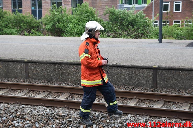 Brand i Passagertog. Spor 3 i Vejle Banegård. 23/05-2017. Kl. 19:37.