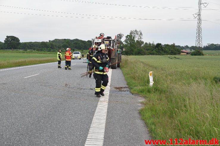 Større Kemikalie udslip. Vejlevej ved Fredericia. 14/06-2017. Kl. 20:42.