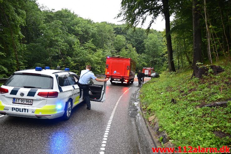 Mindre Trafikuheld. Jellingvej ved Lerbæk Mølle. 30/06-2017. Kl. 20:25.