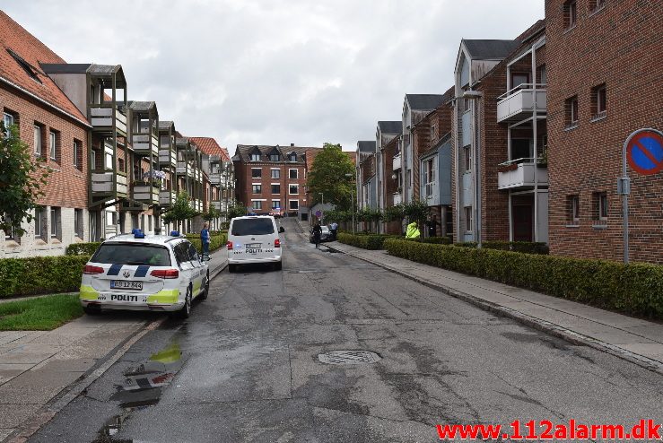 Brand etageejendom. Valdemarsgade 11i Vejle. 04/08-2017. Kl. 09:04.