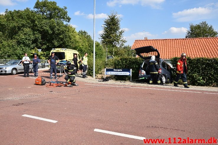 FUH med fastklemt . Skovgade i Jelling. 29/08-2017. Kl. 14:23.