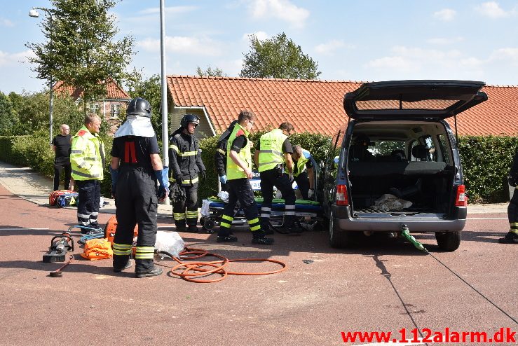 FUH med fastklemt . Skovgade i Jelling. 29/08-2017. Kl. 14:23.