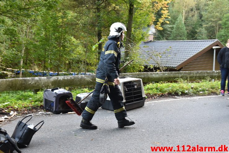 Campingvogn blev kastet op i luften. Ribe Landevej ved Nedebro. 08/10-2017. Kl. 17:05.