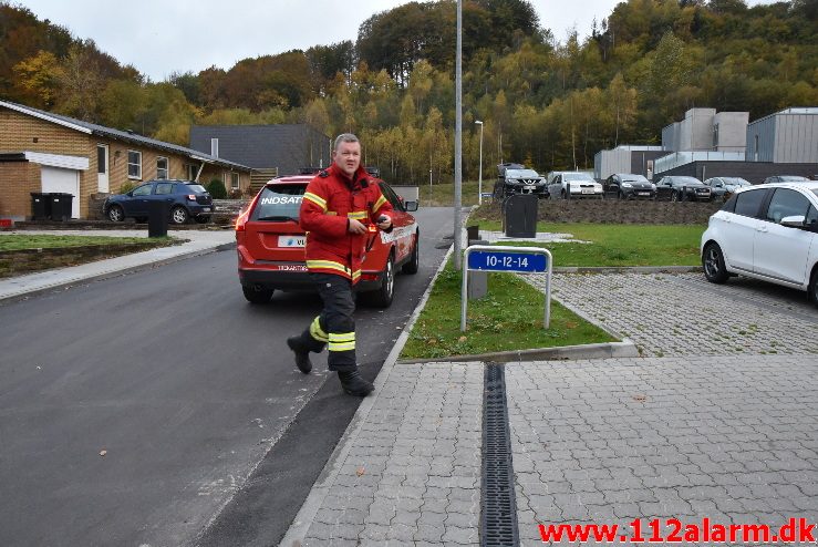 Brand i etageejendom. Kjeld Abellsvej i Grejsdalen. 21/10-2017. Kl. 17:49.