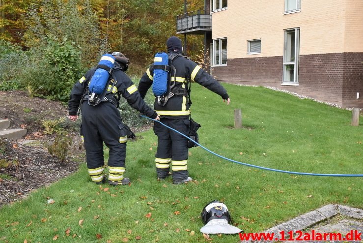 Mindre Bygningsbrand. Sofievej i Vejle. 30/10-2017. Kl. 15:54.