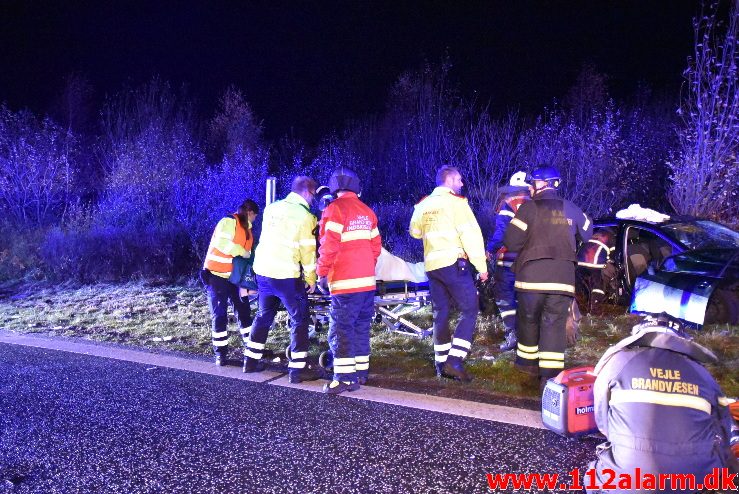 FUH med fastklemt. Motorvejen E 45 ved DTC. 12/11-2017. Kl. 20:03.