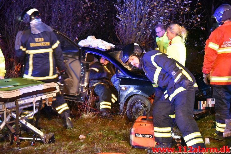 FUH med fastklemt. Motorvejen E 45 ved DTC. 12/11-2017. Kl. 20:03.