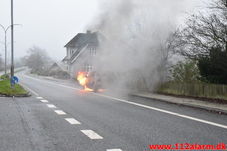 Bilbrand. Grønlandsvej i Vejle. 30/11-2017. Kl. 13:26.