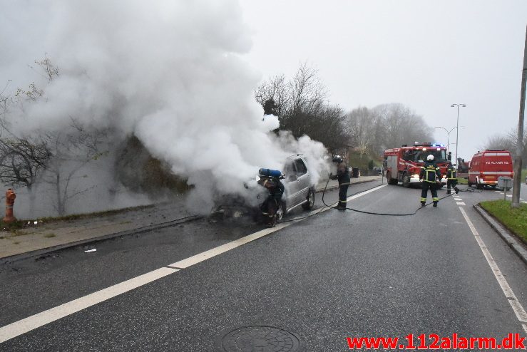 Bilbrand. Grønlandsvej i Vejle. 30/11-2017. Kl. 13:26.