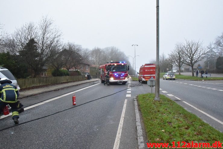 Bilbrand. Grønlandsvej i Vejle. 30/11-2017. Kl. 13:26.