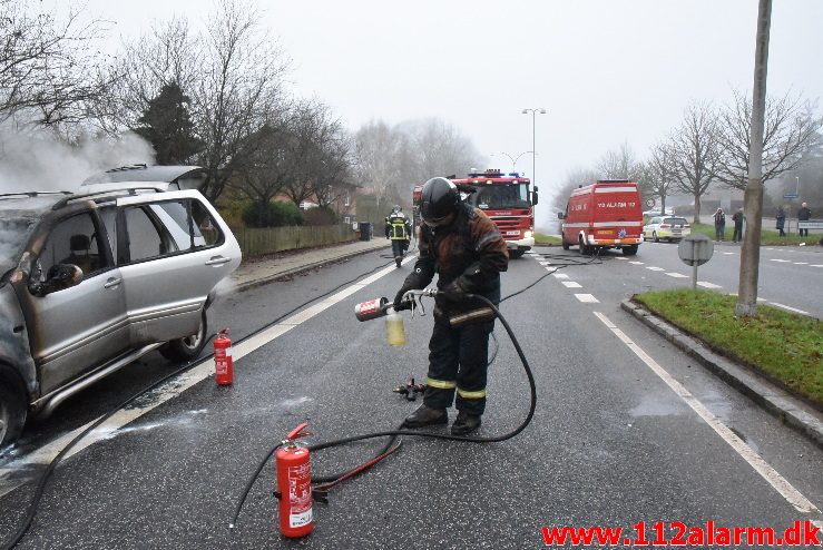 Bilbrand. Grønlandsvej i Vejle. 30/11-2017. Kl. 13:26.