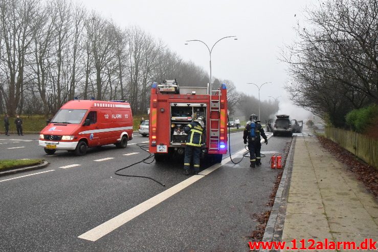 Bilbrand. Grønlandsvej i Vejle. 30/11-2017. Kl. 13:26.