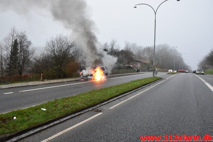 Bilbrand. Grønlandsvej i Vejle. 30/11-2017. Kl. 13:26.