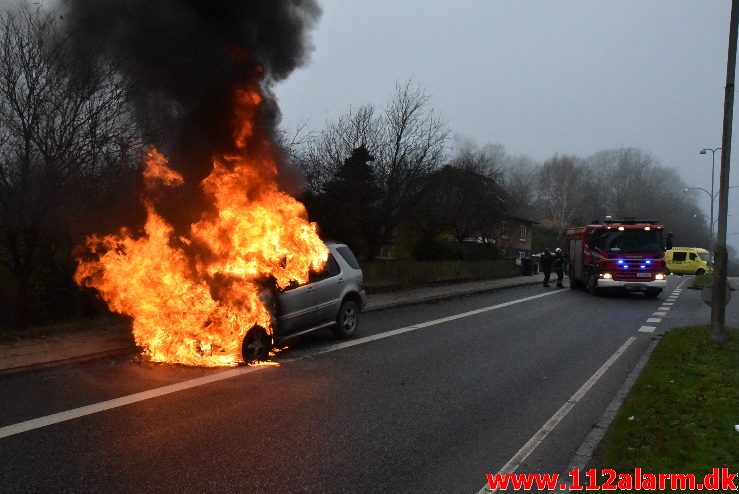 Bilbrand. Grønlandsvej i Vejle. 30/11-2017. Kl. 13:26.