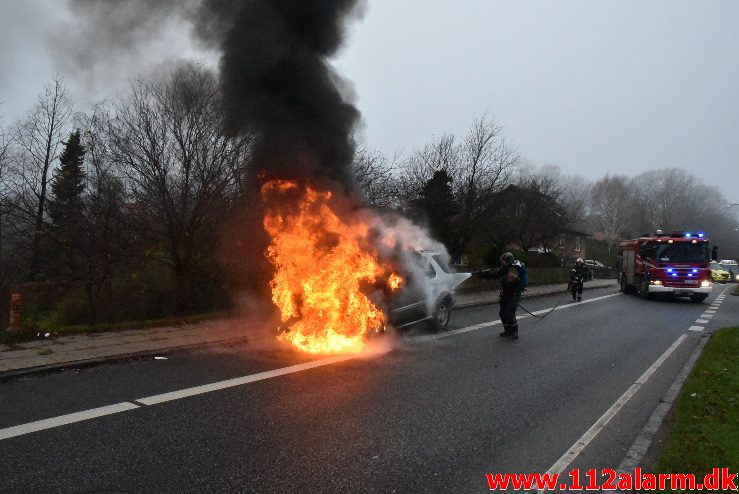 Bilbrand. Grønlandsvej i Vejle. 30/11-2017. Kl. 13:26.