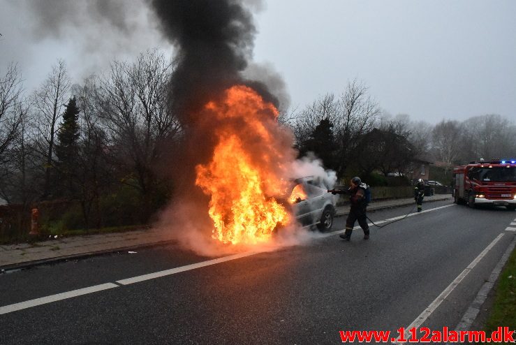 Bilbrand. Grønlandsvej i Vejle. 30/11-2017. Kl. 13:26.