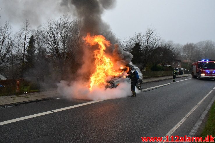 Bilbrand. Grønlandsvej i Vejle. 30/11-2017. Kl. 13:26.