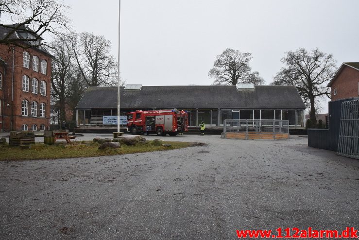 Mindre brand på Midtbyskolen. Strandgade 2 i Vejle. 11/01-2018. Kl. 13:11.